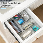 Vtopmart 25 PCS Office Desk Drawer Organizers Set, 4-Size Versatile Plastic Drawer Organizer Trays, Storage Bins for Desk Acc