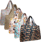 allydrew Large Foldable Tote Nylon Reusable Grocery Bags, 5 Pack