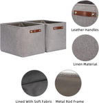 HNZIGE Large Rectangle Storage Baskets for Shelves 16"×11.8"×11.8" Fabric Storage Bins with Handles (2 Pack) Decorative Stora