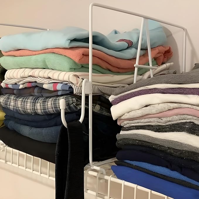 Evelots Wire Shelf Dividers - Extra Closet Organization and Storage for Home or Office -10 Pack- New Removable Hooks - Tall S