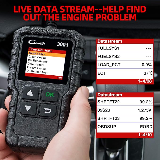 LAUNCH Creader 3001 OBD2 Scanner-2025 Upgrade Ver. Engine Fault Code Reader,Support O2 Sensor,Lifetime Free Update,Scanner for