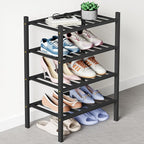 Smiry Bamboo Shoe Rack for Closet, 4 Tier Small Wooden Stackable Shoe Organizer, Free Standing Shoes Storage Shelf for Entryw
