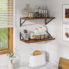 Deep Floating Shelves,24" Wx10 D Floating Shelf for Wall Set of 2,Hanging Storage Shelf with Metal Brackets,Wide Display Wall
