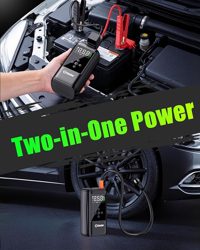 6000A Car Battery Jump Starter with 160 PSI Air Compressor, Battery Jumper Starter Tire Inflator Portable, Battery