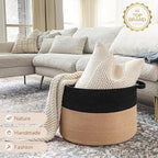 INDRESSME XXXLarge Cotton Rope Basket Woven Baby Laundry Basket Blanket Baskets Toy Baskets with Handle Comforter Cushions St