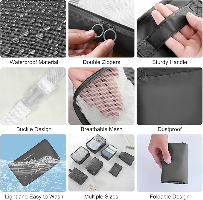 Packing Cubes for Travel -10 Set Luggage Organizer Bags for Family, Mesh Breathable Packing Cubes for Suitcases Durable Trave