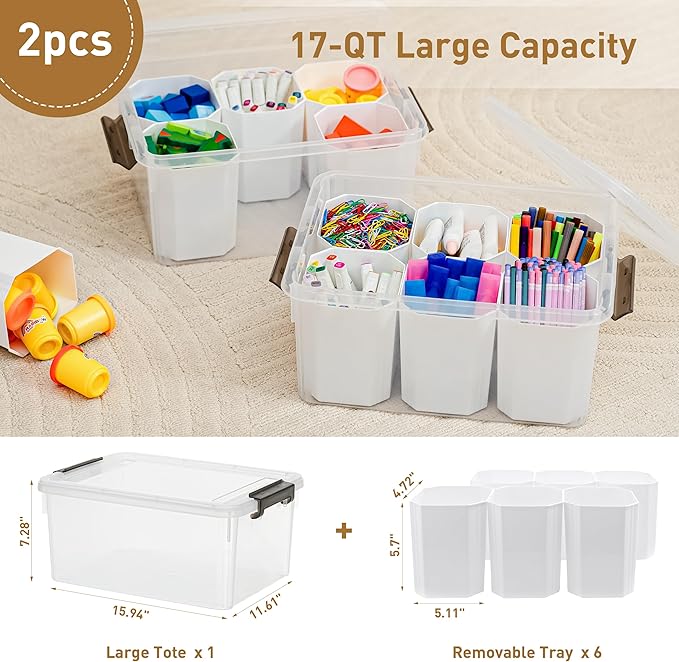 Citylife 17 QT Plastic Storage Bins Clear Storage Box with Lids Multipurpose Stackable Storage Containers for Organizing Tool
