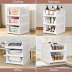 CTSNSLH 5 Pack Closet Organizers Storage Box, Closet Storage Stackable Storage Bins, Plastic Drawer Basket for Wardrobe Cupbo