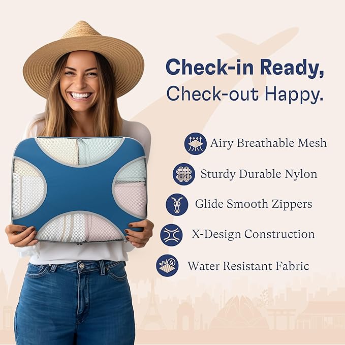 Shacke Packing Cubes for Travel 5 Set - Premium Luggage Organizer Bags - Versatile Travel Organizer for Women and Men - Optim