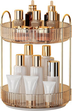 YCIA&DONE 360 Rotating Makeup Organizer and Storage for Vanity Countertop 2 Tiers, High Capacity Cosmetic Skincare Perfume Or