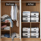 PRANDOM Storage Bins with Lids [3-Pack] Linen Fabric Foldable Storage Boxes Organizer Containers Baskets Cube with Cover for 