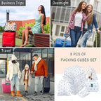 Packing Cubes, 8 Pcs Travel Packing Organizers for Suitcases, Large Capacity Travel Luggage Organizers Set includes 8 Storage