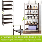 BMOSU 3-Tier Bamboo Small Shoe Rack Premium Stackable Shoe Shelf Storage Organizer for Hallway Closet Living Room Entryway Or