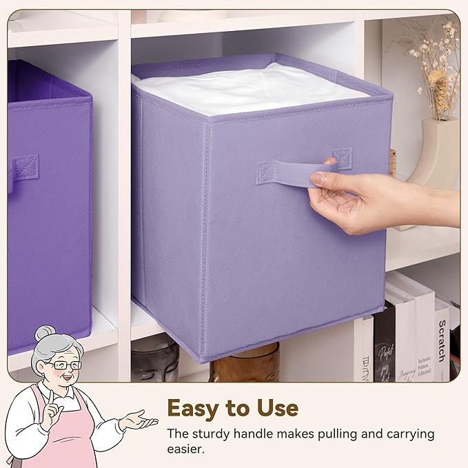 GRANNY SAYS Cube Storage Bins, 11 Inch Cube Storage Organizer, Fabric Storage Bins, Storage Cubes for Shelves, Closet, Purple