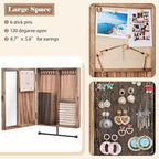 Keebofly Wall Mounted Jewelry Organizer Box Rustic Wood Large Space Jewelry Cabinet Holder Jewelry Storage Box for Necklaces,