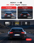 4K 3-Channel Dash Cam Front and Rear with Cabin, STARVIS 2 Sensor, Dash Camera for Cars with WiFi 6, G-Sensor, Loop Recording