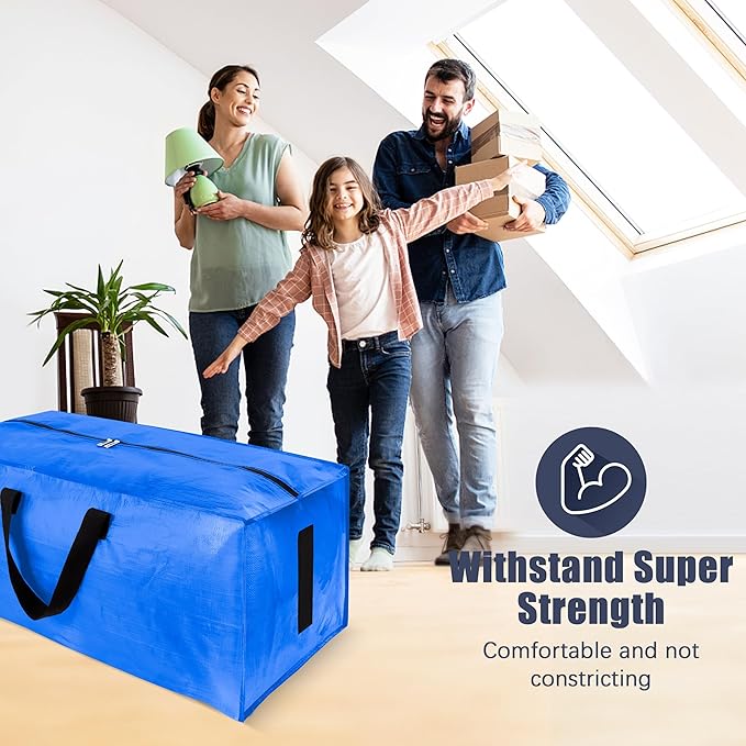HOMESURE 8 Pack Large Strong Moving Bags with Zippers & Carrying Handles - Water-Resistant - Heavy Duty Storage Tote for Spac