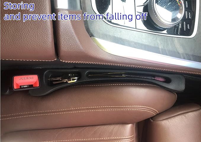 Car Seat Gap Filler Accessories,Storage Organizer Fit Car SUV Truck Fill The Gap Between Seat & Console Vehicle Console Side Pockets (Black)