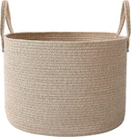 JMvicyroam 65L Extra Large Blanket Basket for Living Room - Woven Cotton Rope Laundry Hamper with Reinforced Handles - Storag