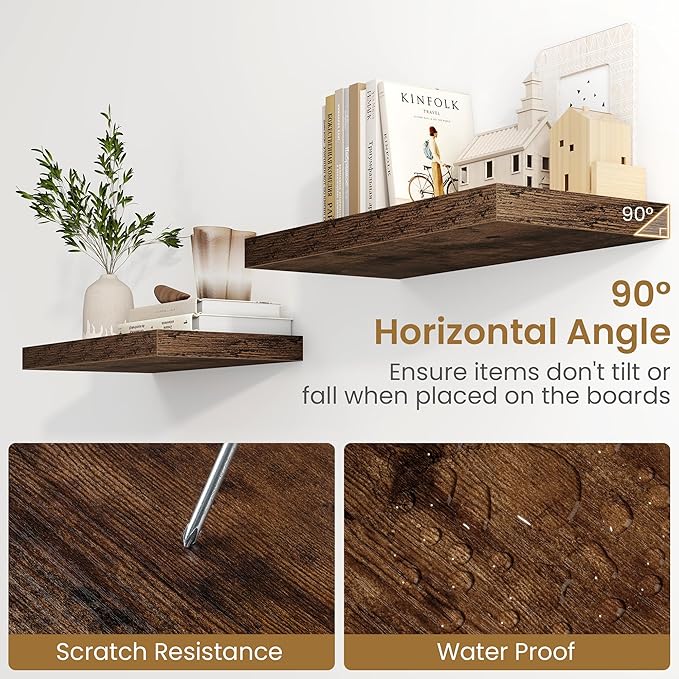 55"W x 9.3"D Floating Shelves for Wall, Wall Mounted Bathroom Shelves 2 Pack Deep Floating Shelf for Bedroom Kitchen Living R