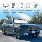 TINGLU Sun Shade for BMW X7 3.0L xDrive40i 2021-2025 2026 Accessories Windshield Sun Shade Window Shade UV Rays Protection Sun Visor Cover with Steering Wheel Sunshade Storage Bag