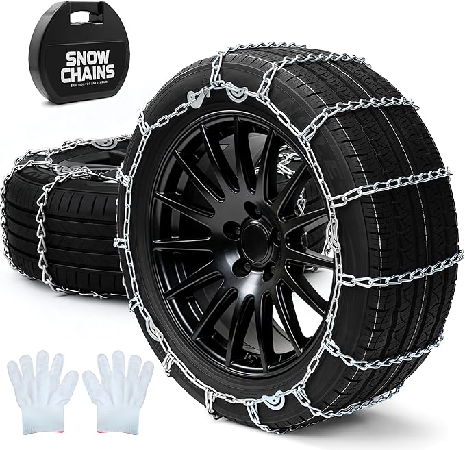 Automotive Tightening Snow Chains Tire Chains for Tire Set of 2 With Gloves Winter Accessories SUV Trucks Pickup Winter Emerg