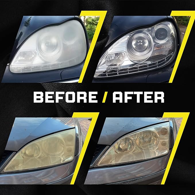 3-Step Headlight Restoration Kit – Removes Yellowing, Haze & Oxidation | No Tools Needed | Lasts Up to 2 Years | for All Vehi