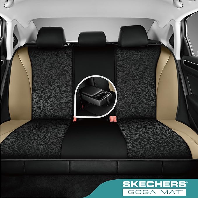 Skechers Car Seat Covers,Leather Seat Covers with GOGA Mat Technology,Waterproof Car Seat Covers Front Seats,Airbag Compatibl