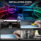 Dreamcolor Acrylic Interior Car LED Strip Light with Wireless APP, RGB 6 in 1 with 175 inches 593 LEDs Fiber Optic Strip Lights for Car, Music Sync Neon Car Ambient Neon Lighting Kits
