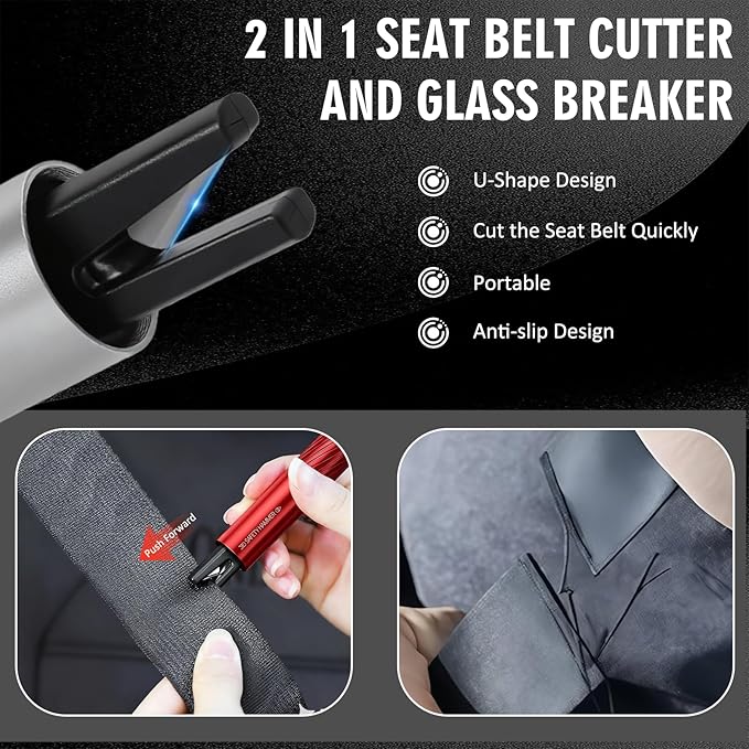 [4 Pack] 2026 Upgraded Safe Hammer Window Breaker Seatbelt Cutter, 2-in-1 Car Hammer Glass Breaker Seatbelt Cutter Emergency 