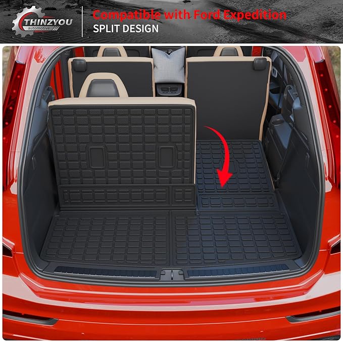 Floor Mats Compatible with 2018-2024 Ford Expedition (Not for Max Models) Cargo Mat Cargo Liner TPE 2023 Expedition 7 Seats Accessories (Trunk Mat+Backrest Mats+Floor Mats)