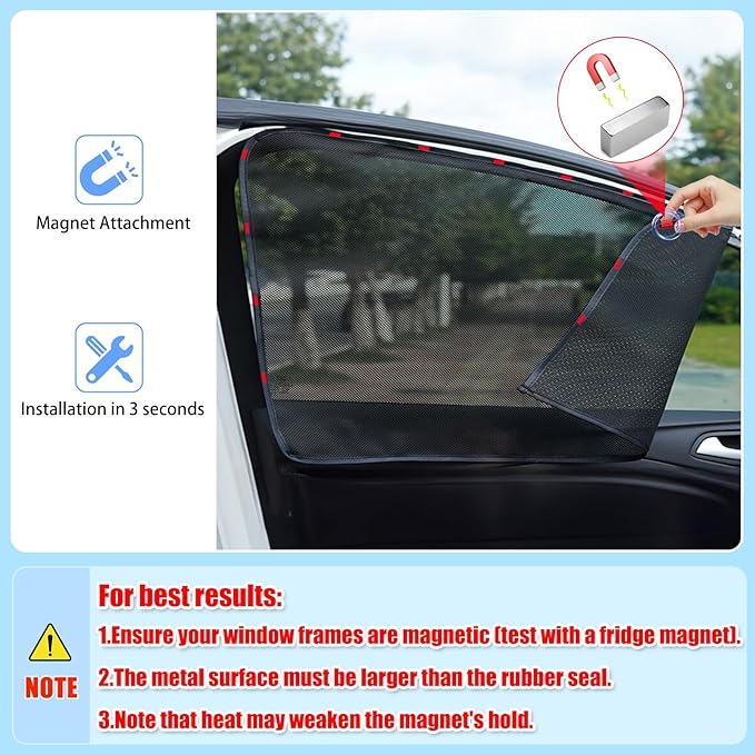 ZATOOTO Car Sun Shades for Driver Side Window, Front Window Sun Shade for Car Mesh Shade Protection from Heat and UV for Sleeping Camping