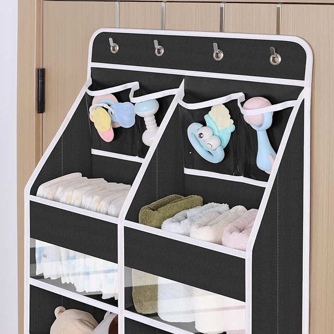 Univivi 5-Shelf Over Door Hanging Organizer Fabric Door Storage for Baby Nursery Nursery Closet Cabinet Wall Mount Hanging St