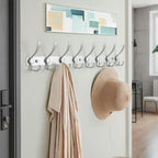 Dseap Coat Rack Wall Mount - 29.5” Long 8-Tri-Hooks Heavy Duty Coat Hanger Rail Wall Hooks for Hanging Coats Hats Clothing Cl