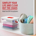 Tribello Clear Plastic Storage Bins with Lids and Handle Stackable Storage Bins, 9 Quarts