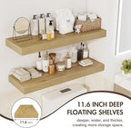48 Inch Floating Shelves, 12" Deep Floating Shelf Wall Mounted, 48" Wall Shelves, Rustic Deep Bookshelf, Extra Deeper & Thick