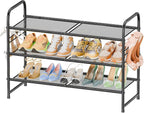 SUFAUY 3-Tier Mesh Shoe Rack, Closet Metal 33" Wide Shoe Shelf Heavy Duty, Black