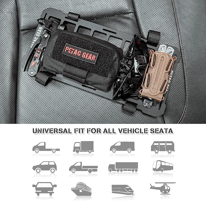 PETAC GEAR Car Sun Visor EDC Orgnaizer|Auto Rigid Molle Panels For Vehicles Car Seat Back Organizer Tactical Gears Rack Truck Mount Panels (Black)