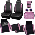 CAR PASS Bling Rhinestone Car Seat Covers Leather Shining Diamond Car Floor Mats Carpet with Anti-Slip Nibs Bling Diamonds Ca