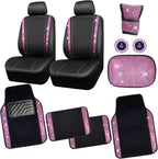 CAR PASS Bling Rhinestone Car Seat Covers Leather Shining Diamond Car Floor Mats Carpet with Anti-Slip Nibs Bling Diamonds Ca