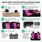 FH Group Automotive Rear Car Seat Covers for SUV, Trucks, Sedan and More - Universal Fit Rear Solid Bench Design Interior Acc