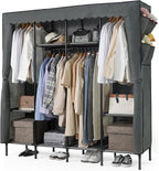 CAPHAUS 67-Inch Heavy-Duty Clothing Rack with Cover, 25MM Steel Tube Portable Closet Wardrobe, 520LB Capacity Metal Frame Clo