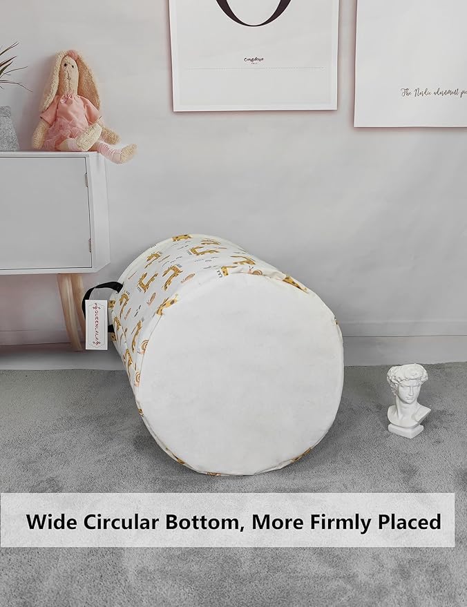 QUEENLALA Large Storage Basket,Laundry Hamper/Bathroom/Home Decor/Collapsible Round Storage Bin,Boys and Girls Hamper/Boxes/C