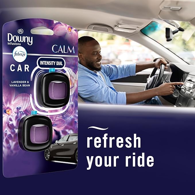 Febreze Car Vent Clip, Downy Calm Scent, 0.13 oz Total, (Pack of 4)