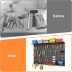 WALMANN 113 PCS Pegboard Wall Organizer Kit with Pegboard Hooks, Bins, Shelves, Pegboard Tools Storage System for Garage, Wor