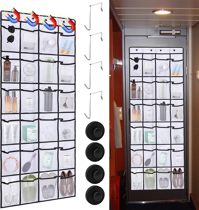 CTTZCKJ Over The Door Organizer For Cruise Ships|Magnetic Door Organizers with 24-Pocket for Cruise Ship|55"x21"|Cruise Over 