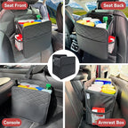 Upgrade Car Seat Organizer Backseat with Storage Pockets, Multipurpose Car Organizer Hanging, Car Trash Bag Can,Premium PU