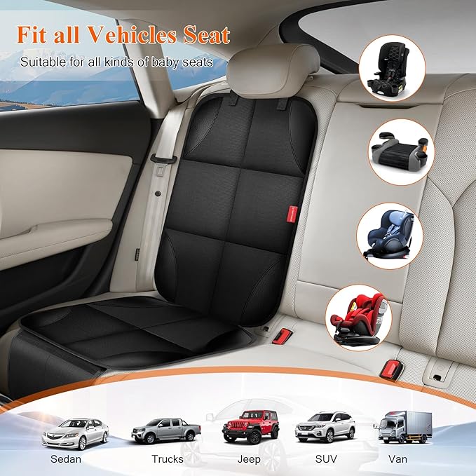 Car Seat Protector, Carseat Seat Protectors with Thick Padding and Upgraded Non-Slip Backing, Waterproof Seat Protector under