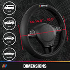 NASCAR Steering Wheel Cover, Two-Tone Black Leather Patchwork, Universal Fit 14.5"-15.5" Steering Covers for Cars, Anti-Slip,