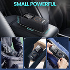 Tire Inflator Portable Air Compressor-Tire Pump 150PSI Cordless Electric for Car, Motorcycle, Bike, Ball, with Tire Gauge Pressure, Dual-Use Type（Dark）